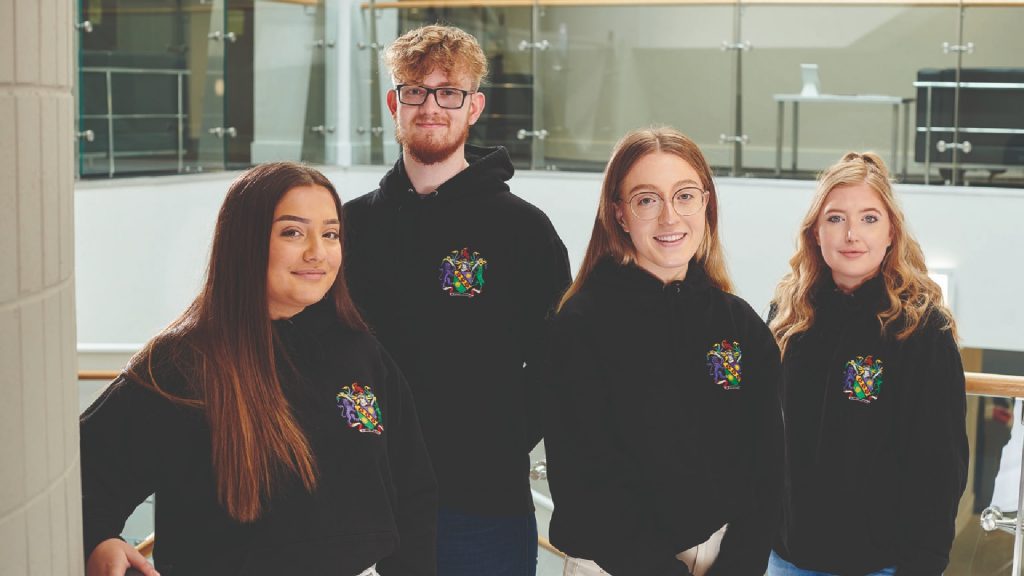 An image of a group of students who are a part of Edge Hills' law society.