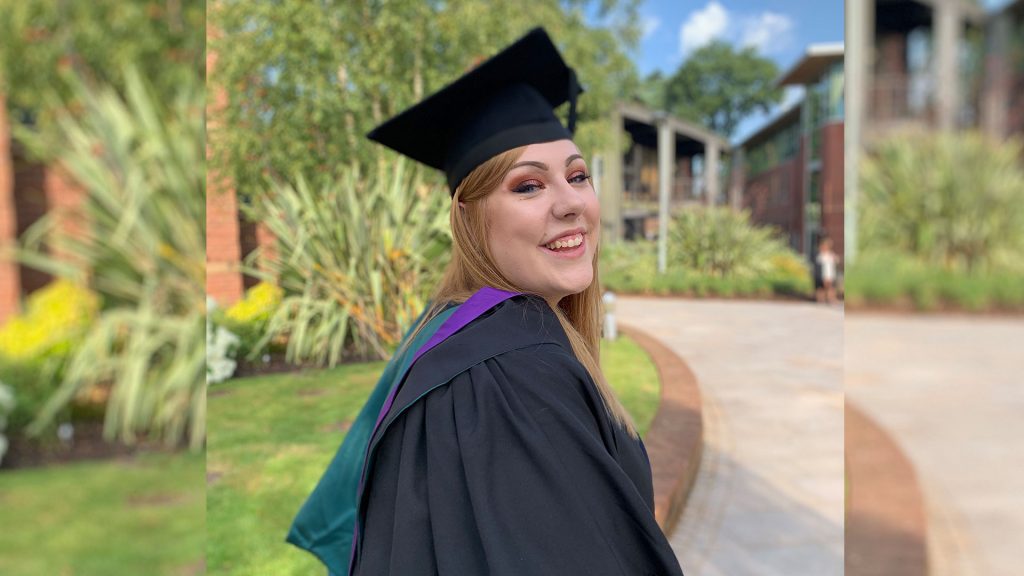 An image of Steph Rimmer on the Edge Hill University campus.