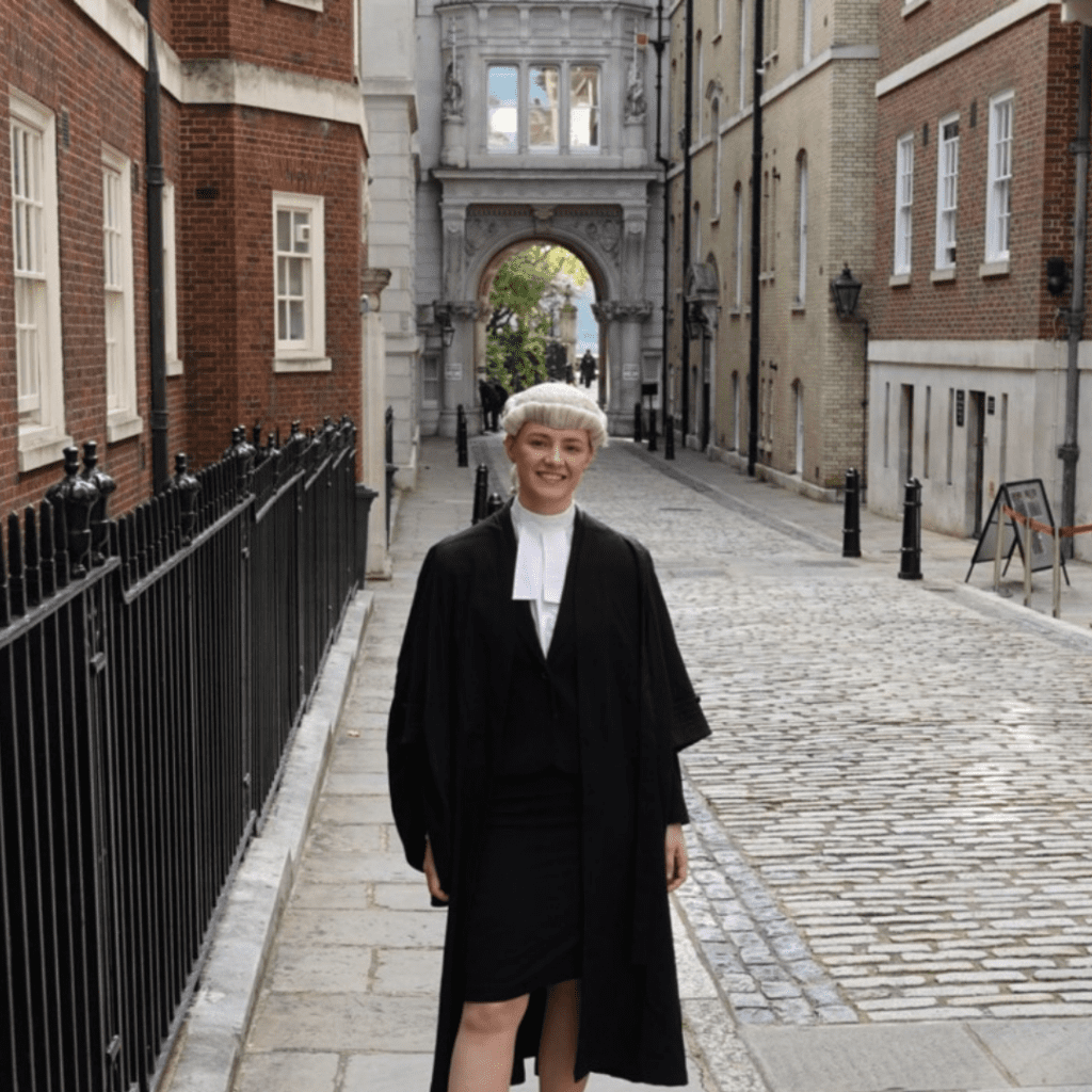 Photo of Eve Salter wearing court headgear and gown