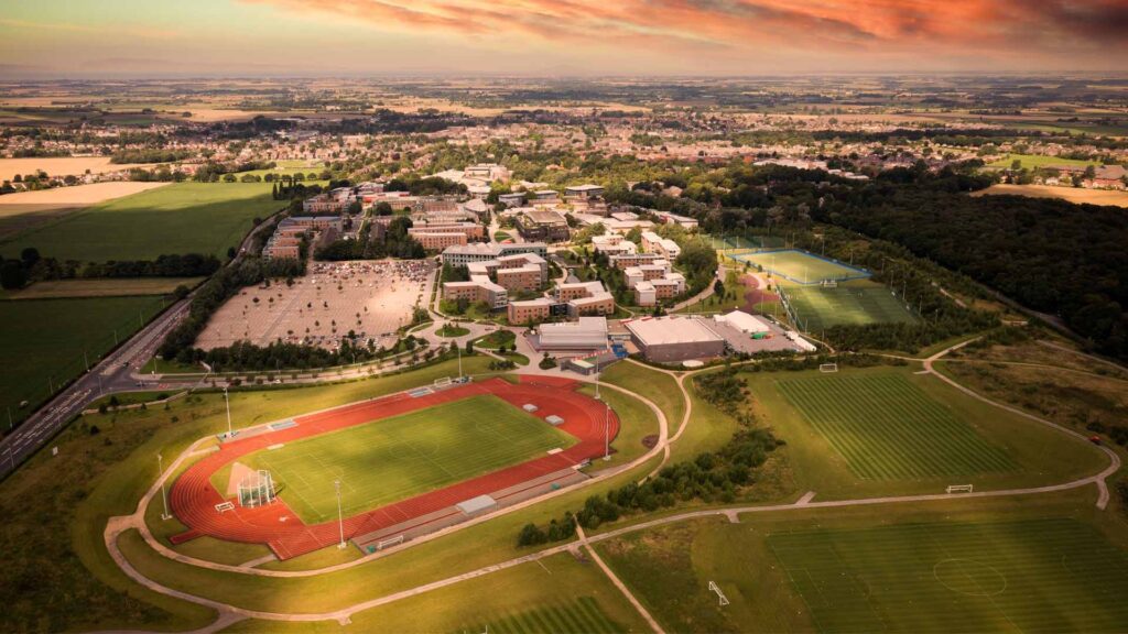 Aerial shot of the sports facilities at Edge Hill Sport