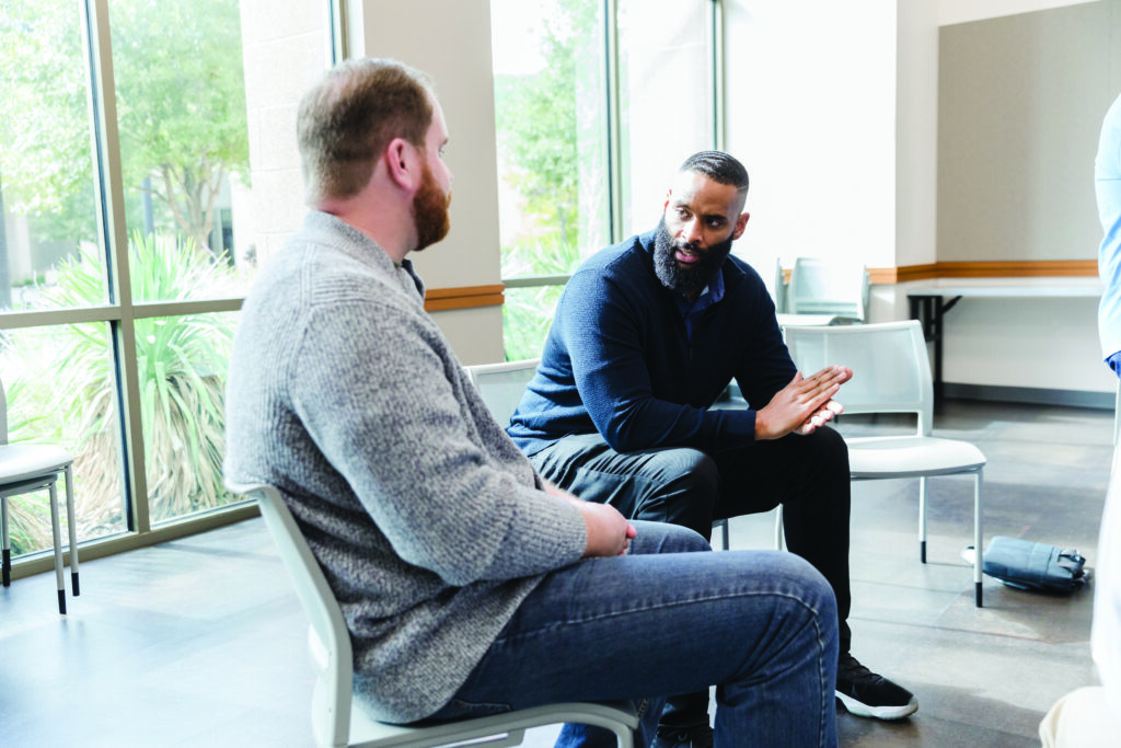 A mentor and mentee sat down having a conversation